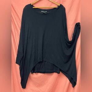 Black Women's Asymmetrical Angel Sleeve Top w/Attached Cami szM